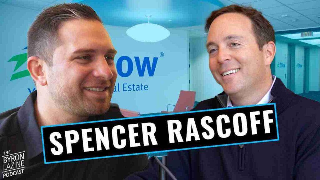 Two men smiling during a podcast interview, with a bold 'SPENCER RASCOFF' banner across the foreground.