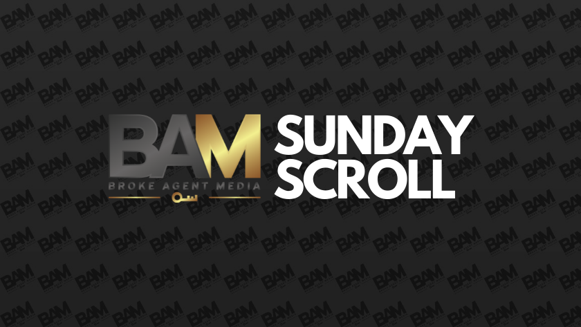 Banner reading BAM Sunday Scroll with the BAM logo on a dark patterned background.