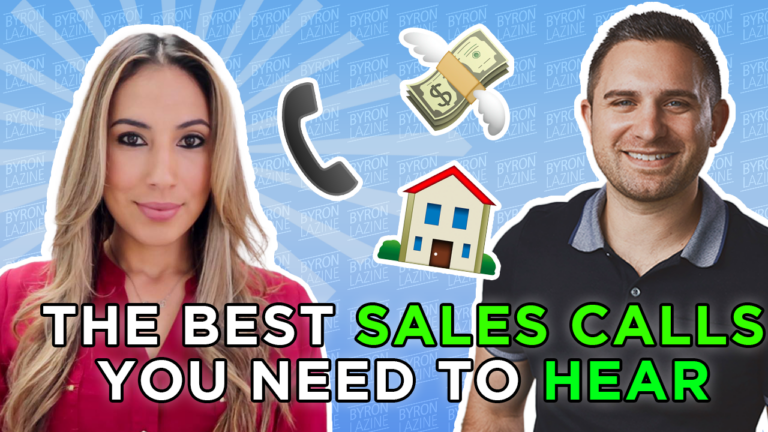 Thumbnail of a smiling woman on the left and a smiling man on the right with bold text: The Best Sales Calls You Need to Hear, and floating icons of a phone, money, and a house in the center.