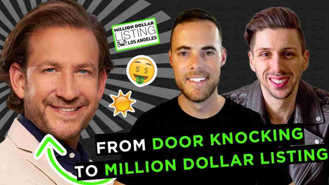 Thumbnail of three men with bold green title: 'From Door Knocking to Million Dollar Listing' for a real estate video.