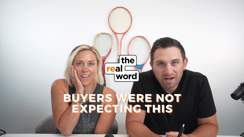 Video thumbnail for 'The Real Word' showing a man and woman host seated at a table with the show's logo, and the bold caption 'BUYERS WERE NOT EXPECTING THIS' overlaid.