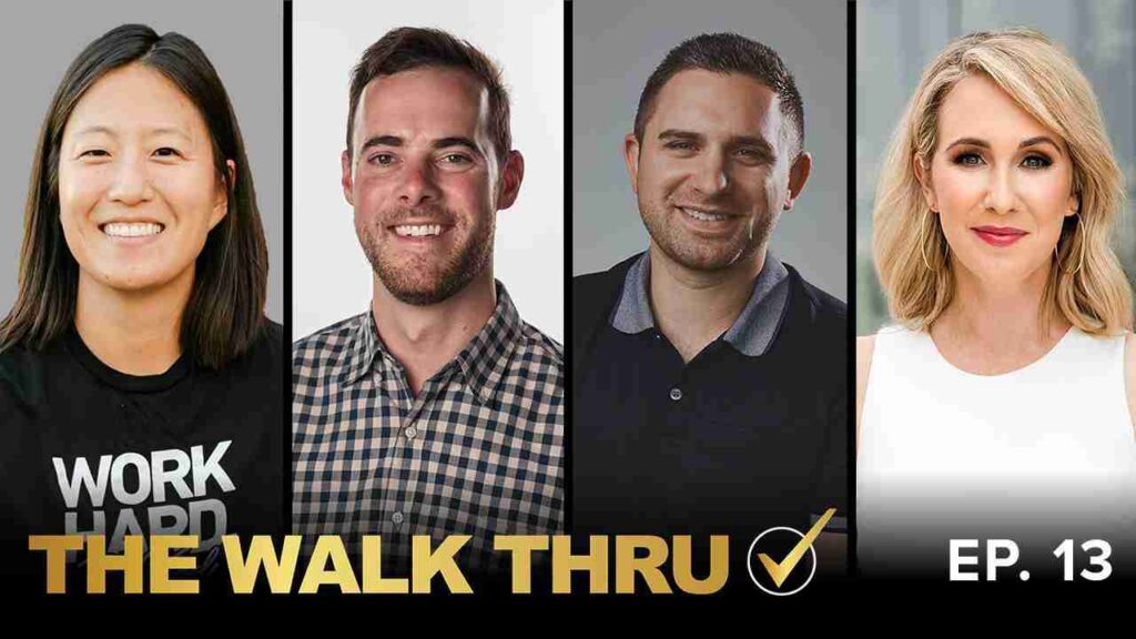 Thumbnail with four smiling individuals in separate panels; bold 'THE WALK THRU' text and 'EP. 13'.ite