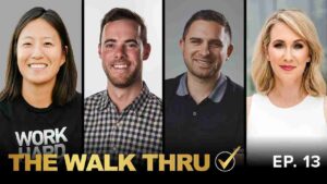 Thumbnail with four smiling individuals in separate panels; bold 'THE WALK THRU' text and 'EP. 13'.ite