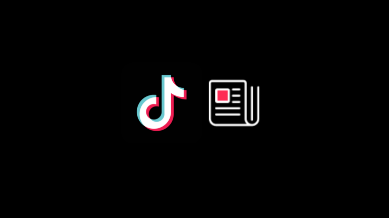TikTok logo beside a newspaper icon on a black background representing social media news access