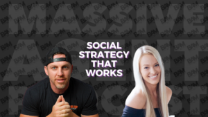Thumbnail showing a man on the left and a smiling woman on the right with bold, purple-outlined text reading 'SOCIAL STRATEGY THAT WORKS' in the center.
