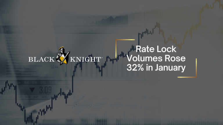 Black Knight logo beside the headline: Rate Lock Volumes Rose 32% in January.