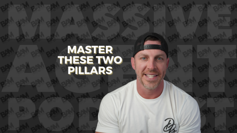 Promotional banner featuring a smiling man in a white t-shirt and cap, with the headline 'MASTER THESE TWO PILLARS'.