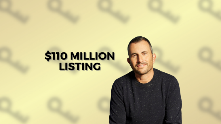 Promotional banner: a man in a dark sweater beside bold text reading '$10 MILLION LISTING' on a pale yellow patterned background.