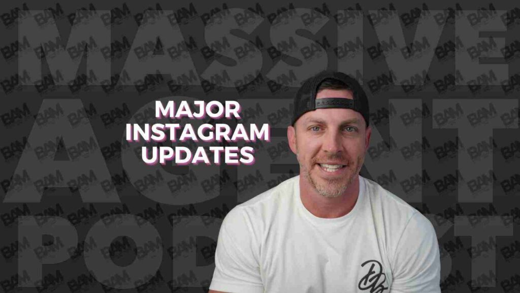 Video thumbnail: smiling man in a white shirt and backward cap on the right, with bold white text 'MAJOR INSTAGRAM UPDATES' on the left against a dark background.—topic: Instagram updates