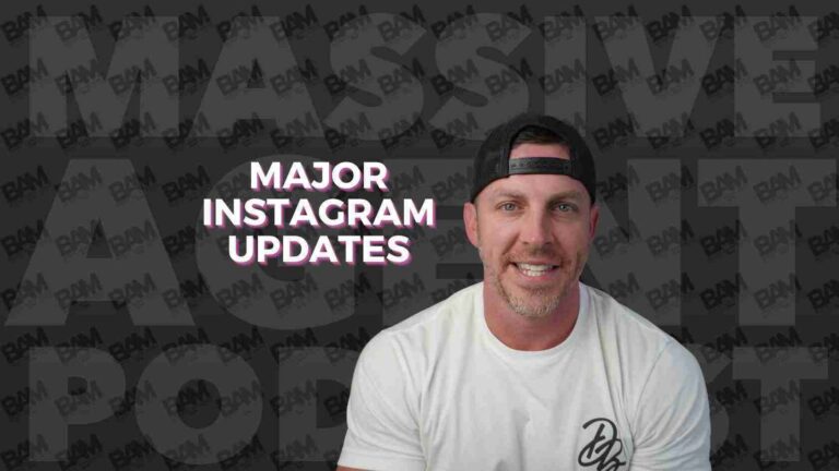 Video thumbnail: smiling man in a white shirt and backward cap on the right, with bold white text 'MAJOR INSTAGRAM UPDATES' on the left against a dark background.—topic: Instagram updates