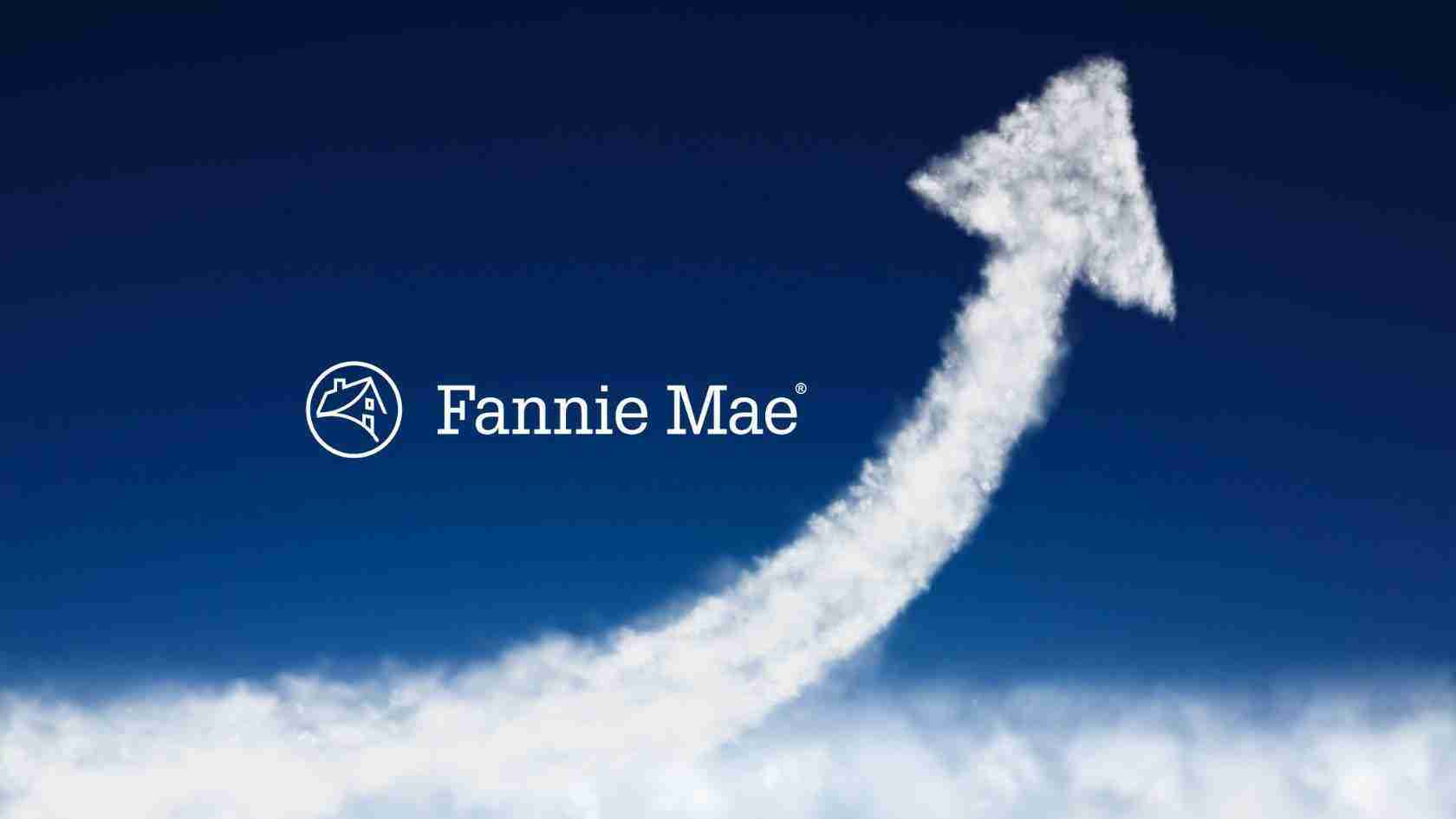 Fannie Mae logo with circular house icon and white text on a dark blue sky background.