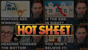 Collage of six podcast thumbnails with a bold 'HOT SHEET' banner across the center.