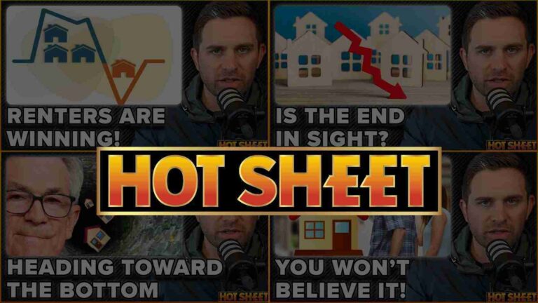 Collage of six podcast thumbnails with a bold 'HOT SHEET' banner across the center.