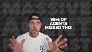 Surprised man wearing a backward cap and white shirt raises hands; bold text says '99% OF AGENTS MISSED THIS' (video thumbnail)
