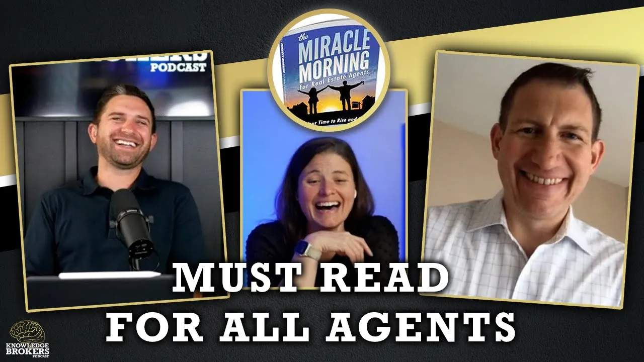 Collage of three smiling podcast guests with a 'Miracle Morning for Real Estate Agents' logo and the headline 'Must Read for All Agents'.
