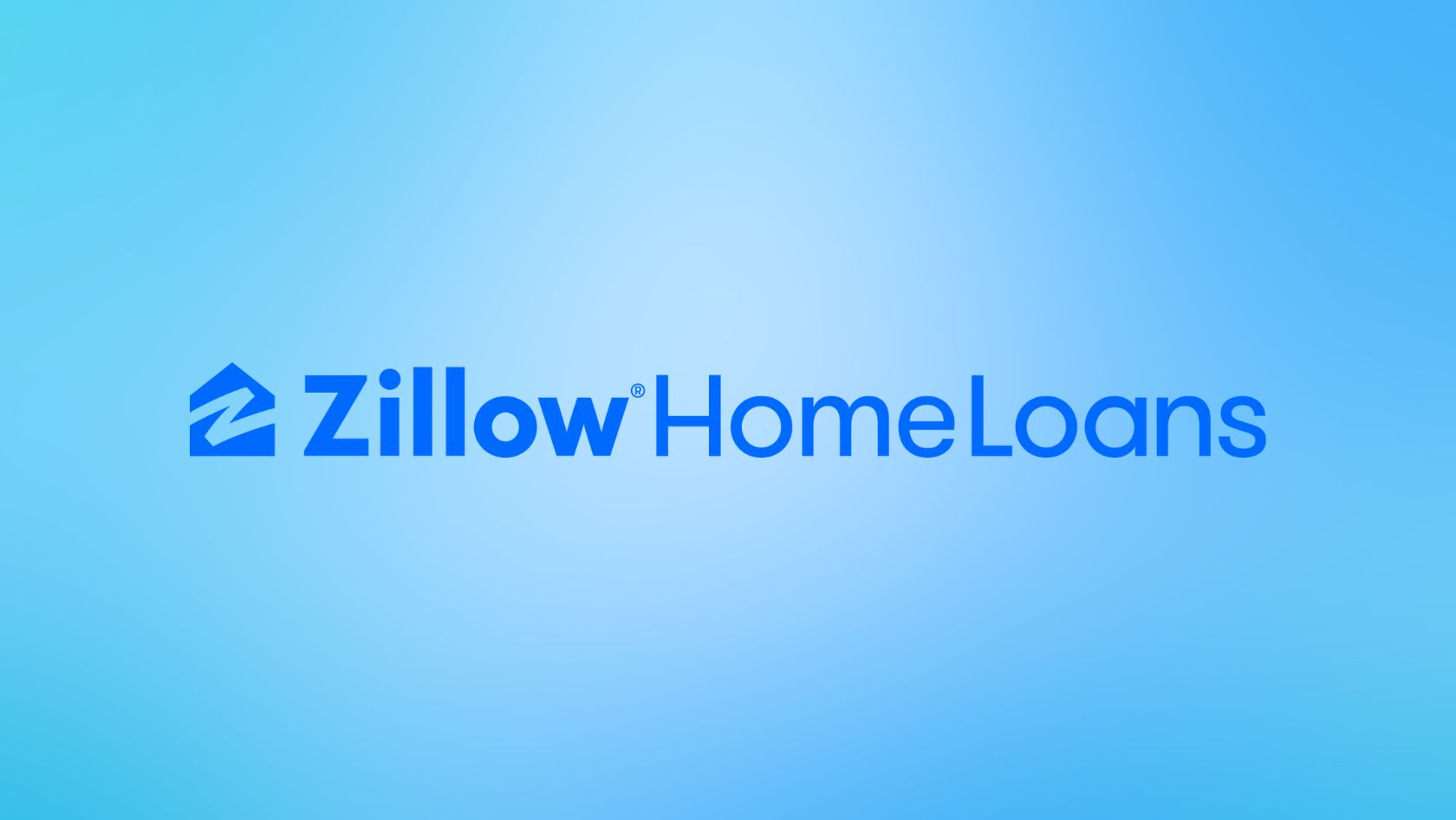 Zillow Home Loans logo with blue wordmark and house-shaped icon on a light blue gradient background.