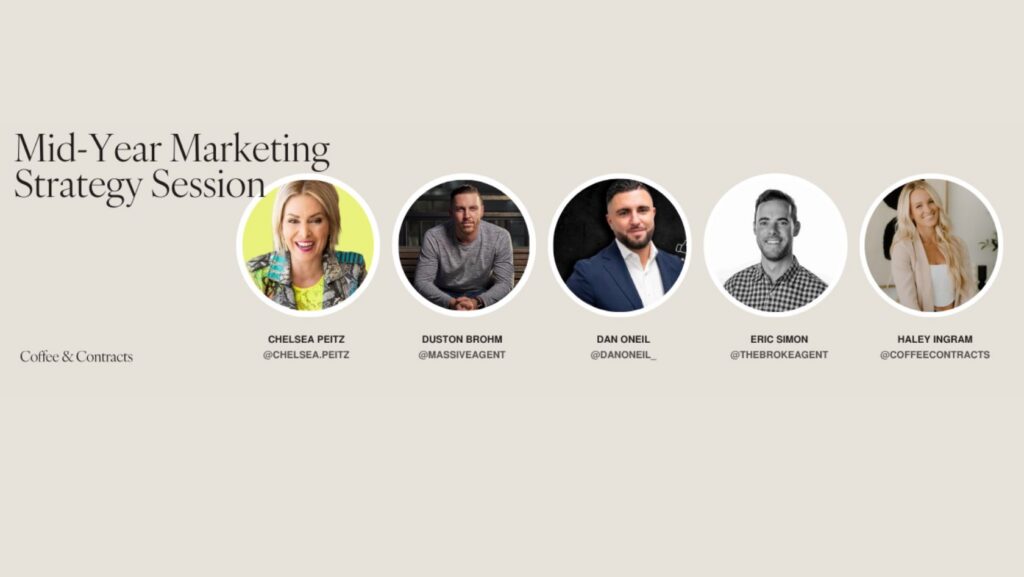 Mid-Year Marketing Strategy Session banner showing five speakers with circular headshots and social handles.