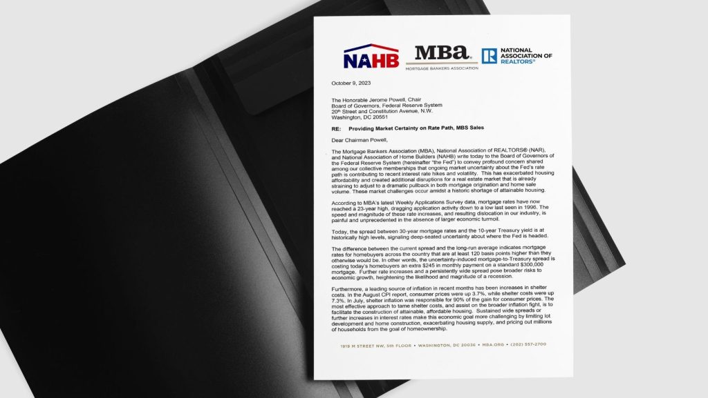 MBA, NAR and NAHB Letter to Fed
