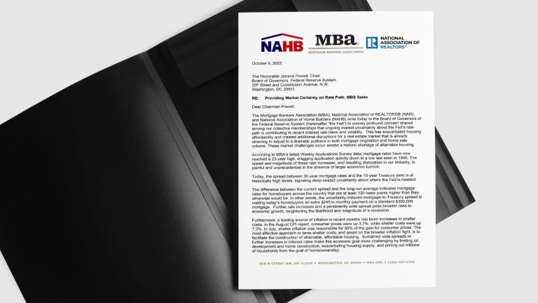 MBA, NAR and NAHB Letter to Fed