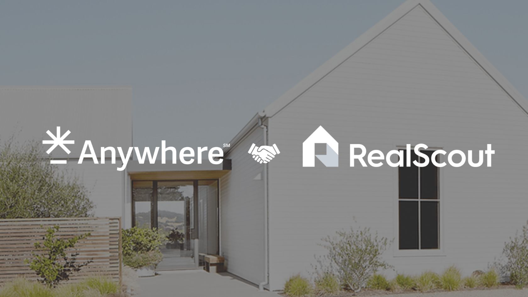 Brand banner showing Anywhere and RealScout logos over a modern house exterior.
