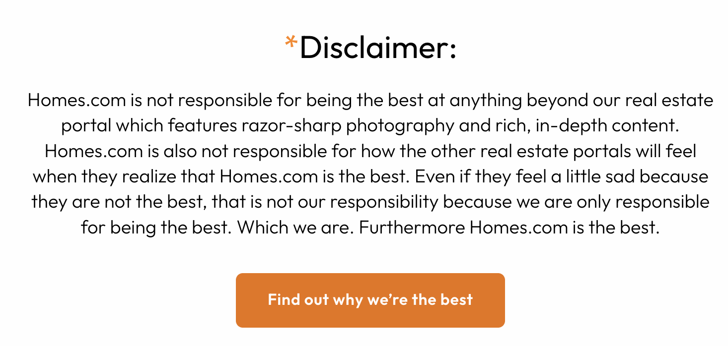 Homes.com disclaimer