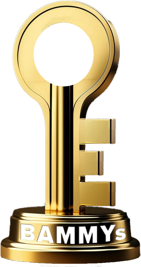 Golden key-shaped trophy with 'BAMMYS' on the base, an award icon for achievement or recognition